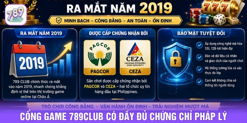 789CLUB có đầy đủ chứng chỉ pháp lý